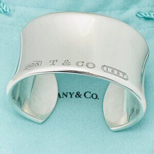 Small 6.25" Tiffany & Co 1837 Extra Wide Cuff Bracelet in Sterling Silver